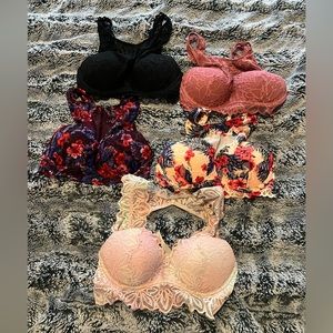 Set of 5 lace pink bras S